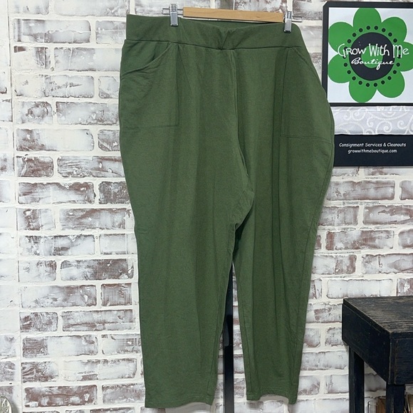 Terra & Sky Olive green pants 2X petite - Picture 2 of 5